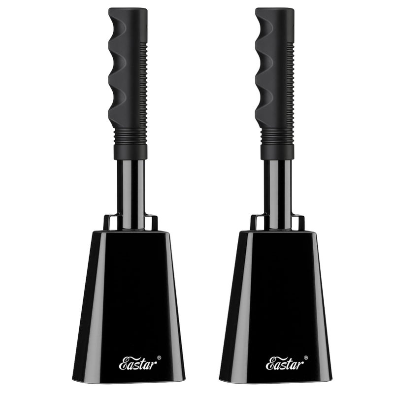 Eastar Cow Bell with Handle, Large Cow Bells for Sporting Events, 2 Pack 10 Inch Cowbells Loud Noise Makers Cheering Bell for Football Games Shool Graduation, Black - Image 1